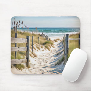 Beach-Zaun und Dünengras Mousepad