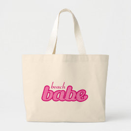 "Beachbabe"-Tasche mit rosafarbener Grafik Jumbo Stoffbeutel