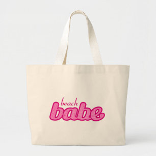 "Beachbabe"-Tasche mit rosafarbener Grafik Jumbo Stoffbeutel