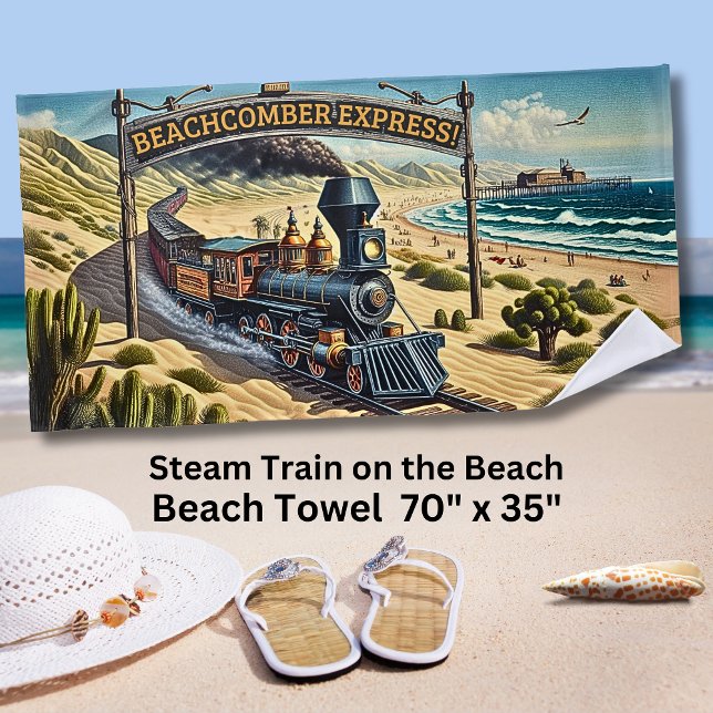 Beachcomber Express Vintager Dampfzug Strandtuch (Von Creator hochgeladen)