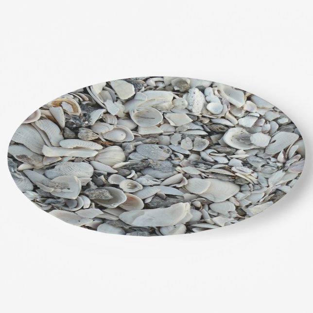 Beachcomber Shells Pattern Look Pappteller (Schrägansicht)