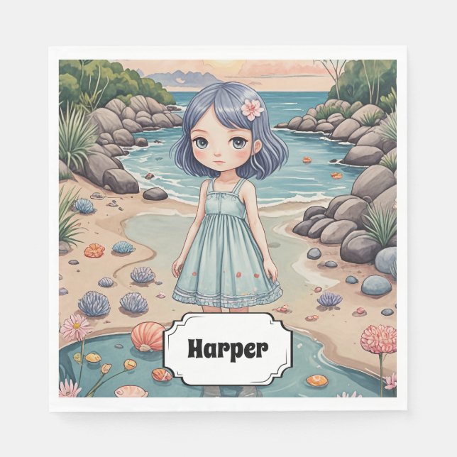 Beachcomber's Bliss Personalisiert Serviette (Vorderseite)
