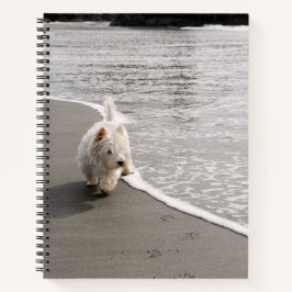 Beachcombing Westie Foto 8"x11" Spiral Notebook Notizbuch
