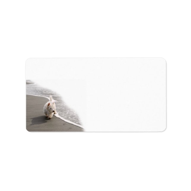 Beachcoming Westie Foto Stationery Adressaufkleber (Vorne)