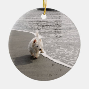 Beachcoming Westie Hund Foto Ornament