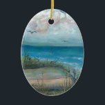 Beache Szenen-indischer Felsen-Strand, FL-Kunst Keramik Ornament<br><div class="desc">" Scruggs Hafen-Morgen" Acrylmalerei von Patricia Merewether.   Ich malte dieses an der feenhaften Roy-Hütte,  Scruggs Hafen,  indische Felsen auf den Strand setze,  Florida.</div>