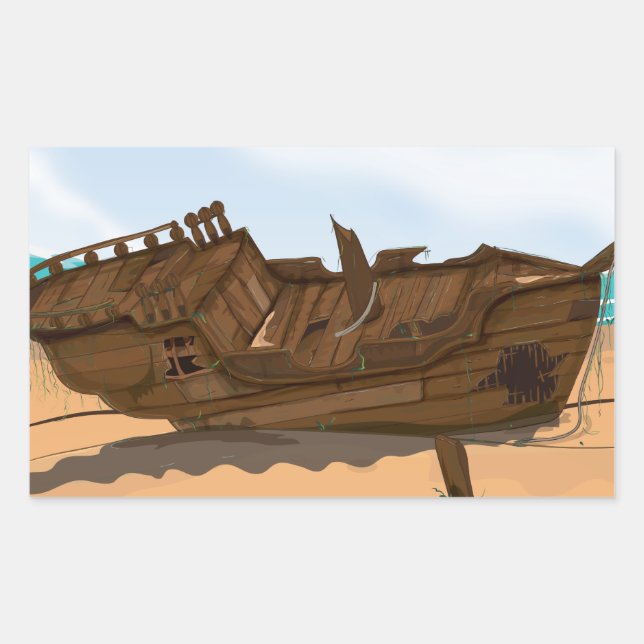 Beached Shipwreck Rechteckiger Aufkleber (Vorderseite)