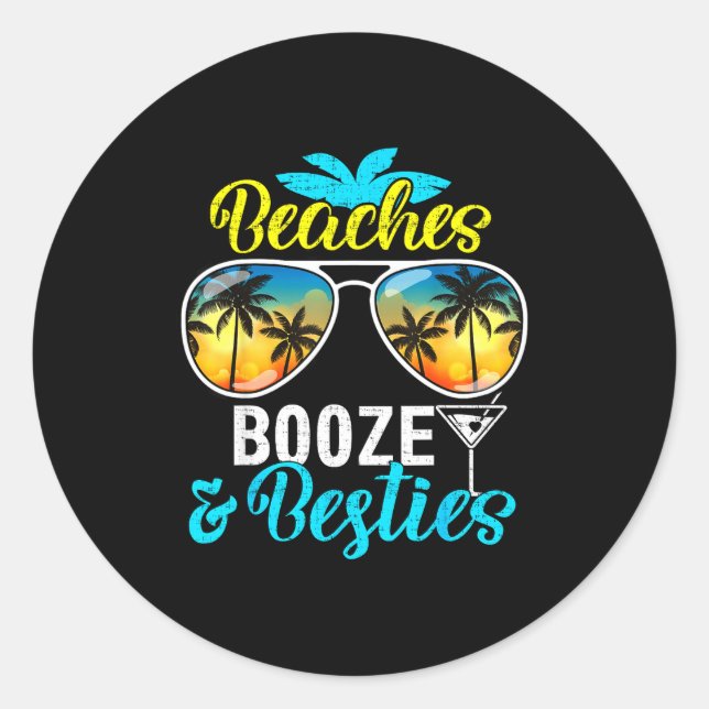 Beaches booze besties girls trip 2026 florida runder aufkleber (Vorderseite)