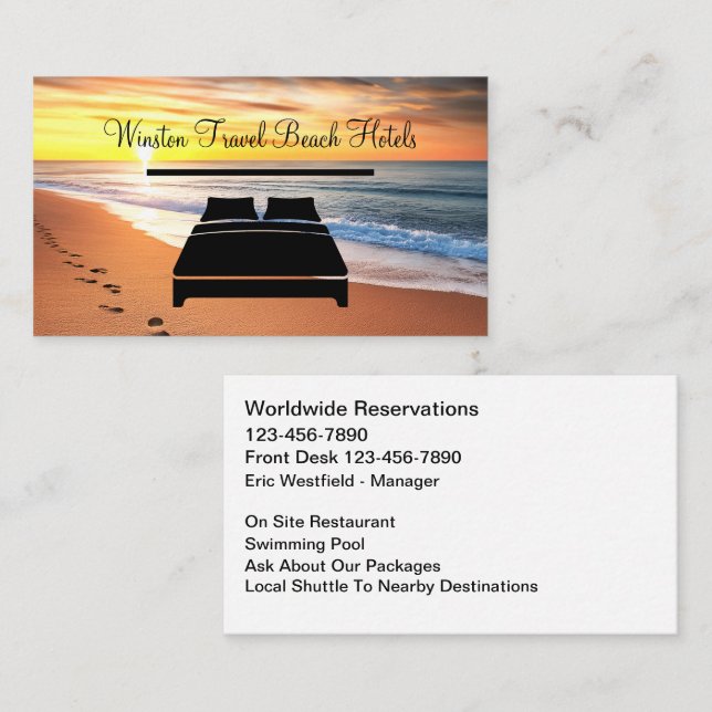 Beachfront Hotel Travel Business Cards Visitenkarte (Vorne/Hinten)