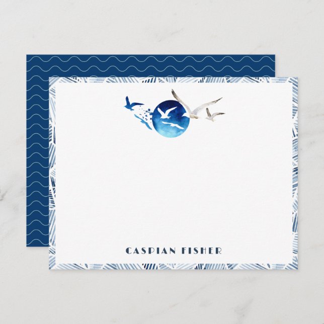 Beachkarte für Seaguls Wasserfarbenstationery Mitteilungskarte (Vorne/Hinten)