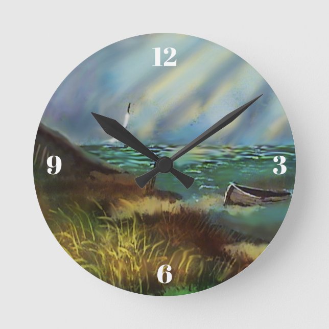 Beachlandschaft Wall Clock Runde Wanduhr (Vorderseite)