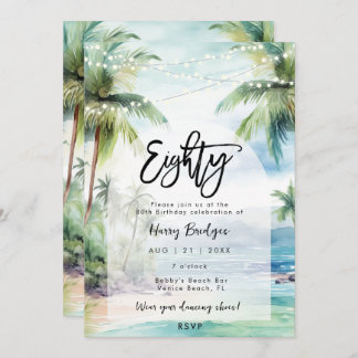 Beachpalmen 80. Geburtstagsparty Einladung