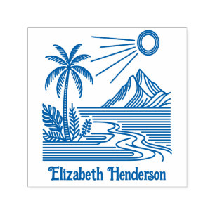 Beachpalmenbaumberg mit optionalem Namen Permastempel