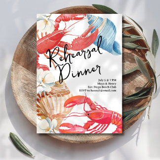 Beachside Rehearsal Dinner Wedding Einladung