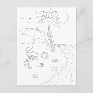 Beachszene Erwachsenenfarben Postkarte