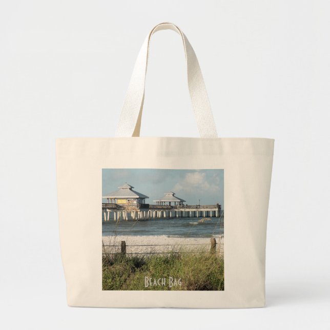 Beachtasche mit Beachszene und Angeldock Jumbo Stoffbeutel (Vorne)