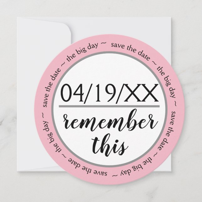 Beachten Sie dieses rosa - Speichern des Datums Save The Date (Vorderseite)