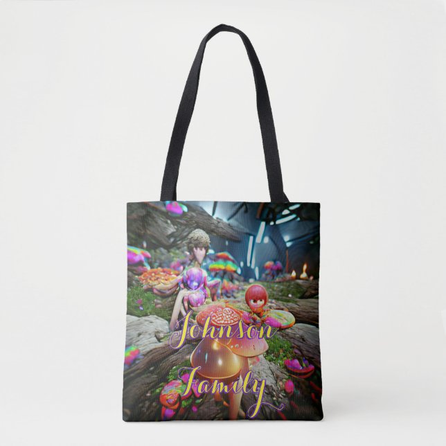 Beachtote Tag Family Mushrooms und Fairies (Vorderseite)