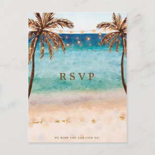 Beachtropische Hochzeit Rsvp Postkarte