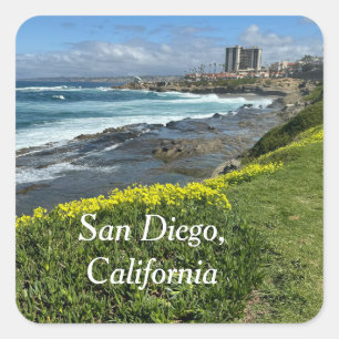 Beachview in San Diego, CA Quadratischer Aufkleber