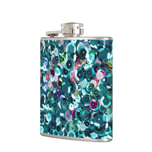 Beachy Aqua-blaue ImitatSequins Flachmann