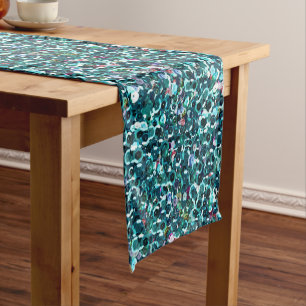 Beachy Aqua-blaue ImitatSequins Kurzer Tischläufer