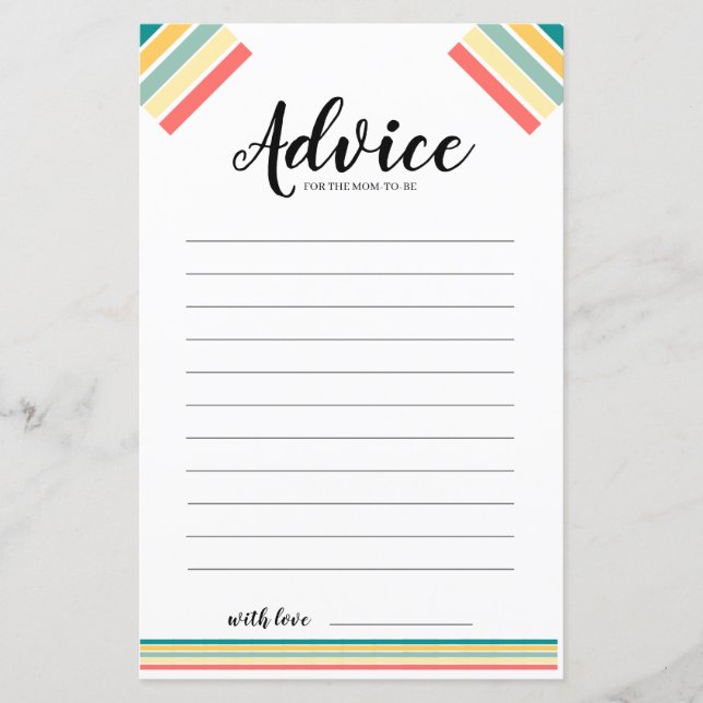 Beachy Baby Shower Advice Card (Vorderseite)