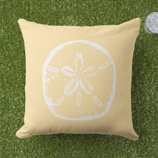 Beachy beige and white sand dollar shell kissen (Gras)