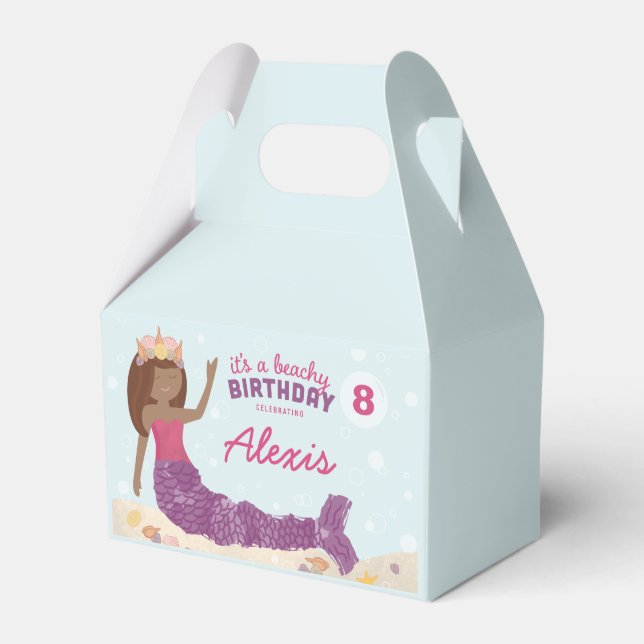 Beachy Birthday Mermaid Gevor Box Pink Aquamarin Geschenkschachtel (Vorderseite)