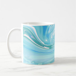 Beachy Blue Abstrakt Acrylic Pour Kaffeetasse