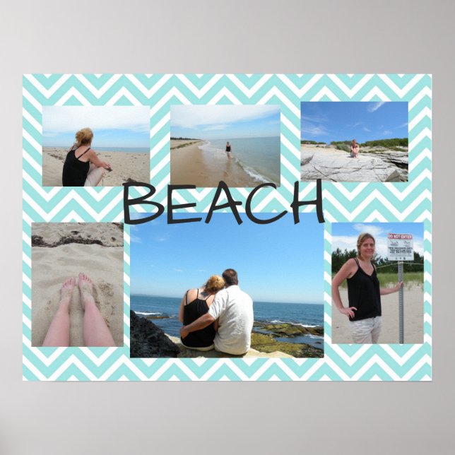 Beachy Blue Multi Picture Personalisiert Poster (Vorne)