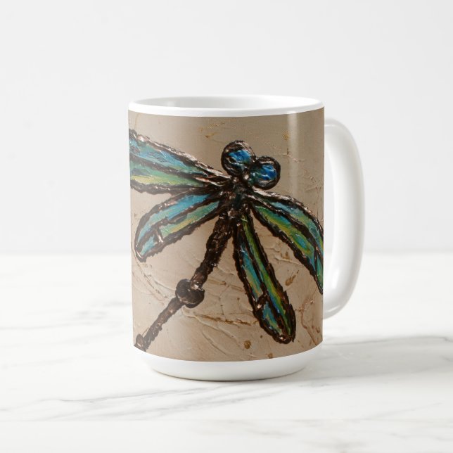 Beachy Blue und Green Dragonfly Flit Kaffeetasse (VorderseiteRechts)