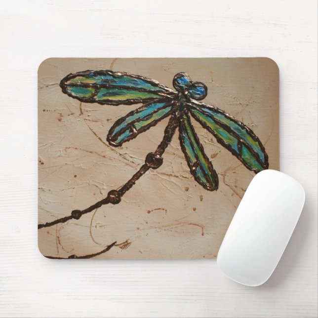 Beachy Blue und Green Dragonfly Flit Mousepad (Mit Mouse)