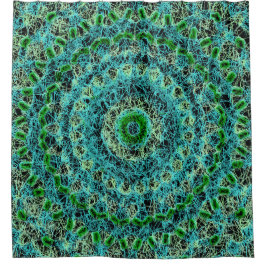 Beachy Blue und Green Spiderweb Duschvorhang