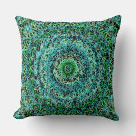 Beachy Blue und Green Spiderweb Kissen