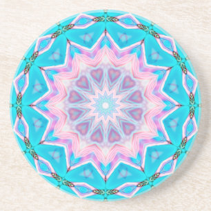 Beachy Boho Liebe Mandala Pink & Blue Mandala Getränkeuntersetzer