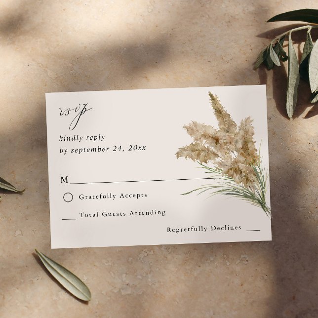 Beachy Boho Pampas Grass on Meal UAWG RSVP Karte (Von Creator hochgeladen)