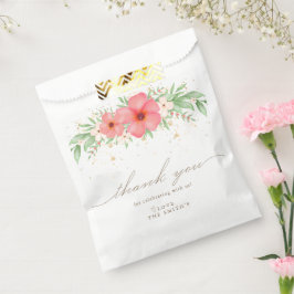 Beachy Boho Pink Ivory Greenery Floral Vielen Dank Geschenktütchen