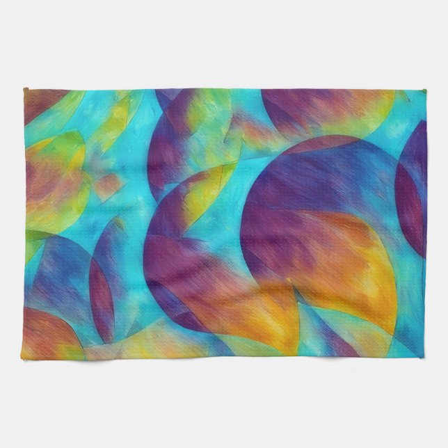 Beachy Bubbles Artsy Abstract Kitchen Towel Geschirrtuch (Horizontal)