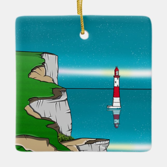 Beachy Head Leuchtturm und Cliff Top Keramikornament (Vorderseite)