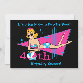 Beachy Keen 40. Geburtstag individuelle Einladunge Einladung
