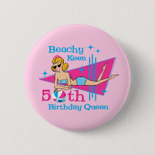 Beachy Keen 50. Geburtstag Button