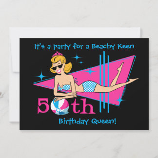 Beachy Keen 50. Geburtstag individuelle Einladunge Einladung