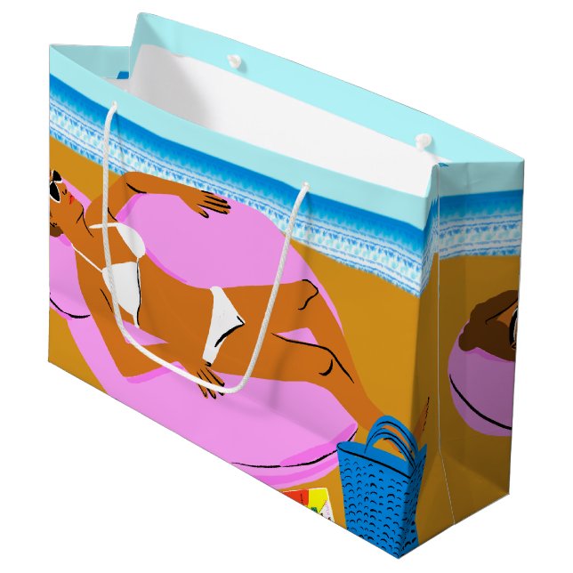 Beachy Keen - Pink Große Geschenktüte (Vorderseite Schrägansicht)