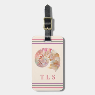 Beachy Monogram Nautilus Tote with Stylish Stripes Gepäckanhänger