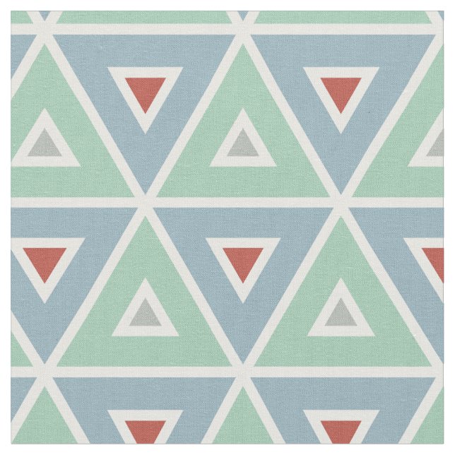Beachy Nautical Circles in Red, Aqua, Grau Stoff (Nahaufnahme)