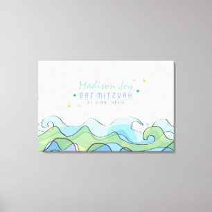 BEACHY OCEAN Bat Mitzvah Sign in Memory Board Leinwanddruck