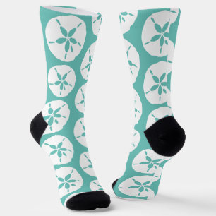 Beachy Sand Dollar Seashells Blue Beach Wedding Socken
