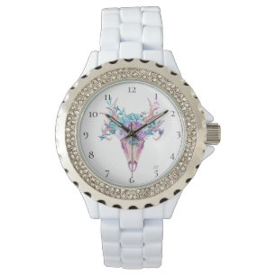 *~* Beachy Skull Antlers Horn Boho Blume Tribal Armbanduhr