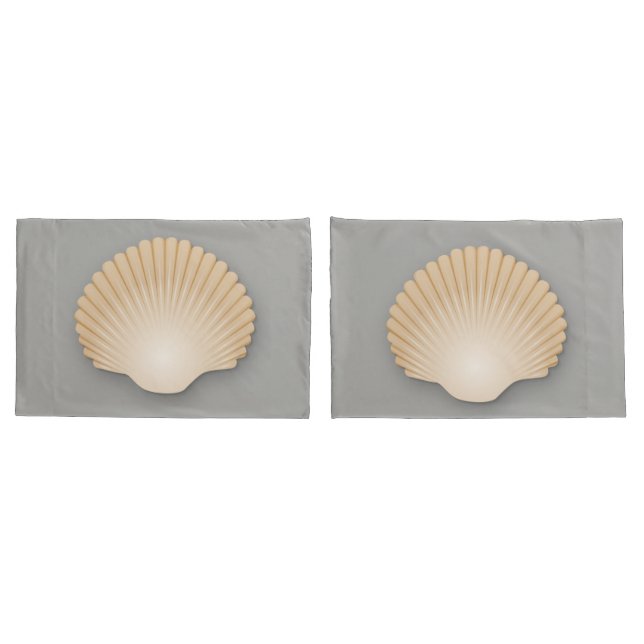 Beachy Tan Scalloped Seashell Kissenbezug (Rückseite-Set)
